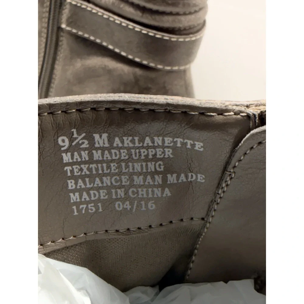 Anne Klein Sport‎ Women's Sz 9.5 Taupe/Brown Lanette Moto Buckle Ankle Boots